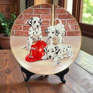 Dalmatian Puppies Collector Plate, "Firehouse Frolic" Puppy Art Plate